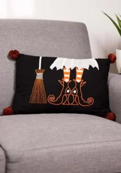 Witch Boot And Broom Rectangular Pillow