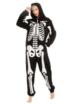 Adult Skeleton Hooded Onesie -Smiffys Sales adult onesies hooded skeleton alt 4