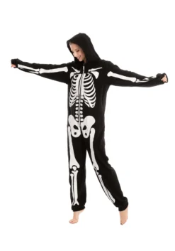 Adult Skeleton Hooded Onesie -Smiffys Sales adult onesies hooded skeleton alt 5