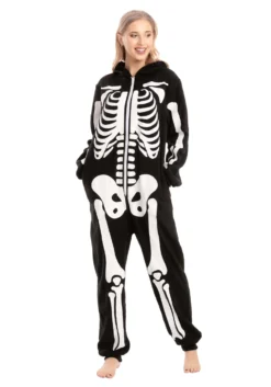 Adult Skeleton Hooded Onesie -Smiffys Sales adult onesies hooded skeleton alt 7