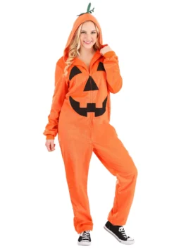 Adult Pumpkin Jumpsuit Costume -Smiffys Sales adult pumpkin costume jumpsuit alt 2 upd