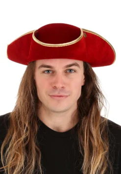 Rum Pirate Red Costume Hat For Adults -Smiffys Sales adult rum pirate red hat alt 3
