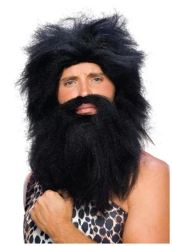Black Prehistoric Wig And Beard