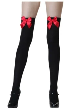 LEG AVENUE Black Stockings With Red Bows