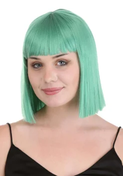 Teal Green Bob Wig For Adults -Smiffys Sales bright green bob wig alt 1