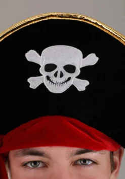 Classic Skull Pirate Hat For Adults -Smiffys Sales classic pirate hat alt 2