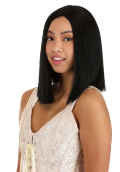 Deep Black Long Bob Wig For Women -Smiffys Sales deep black long bob wig alt 2