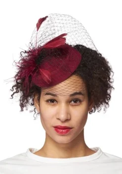 Deep Burgundy Veiled Fascinator