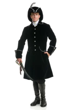 Deluxe Black Pirate Jacket With Pockets Costume