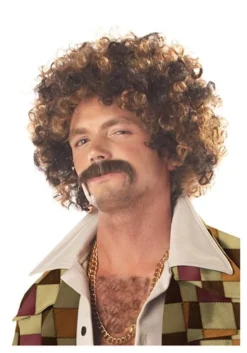 Disco Dirt Bag Wig And Mustache