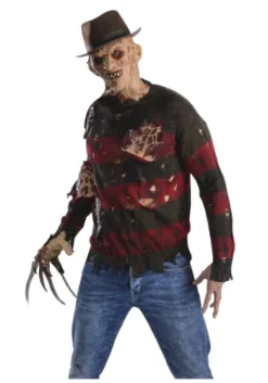 Men's Freddy Krueger Costume Sweater W/ Burned Flesh