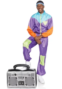 LEG AVENUE Awesome 80s Men's Track Suit Costume -Smiffys Sales mens awesome 80s ski suit costume alt 2