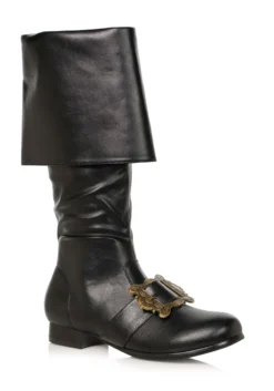 Black Pirate Buckle Boots For Men