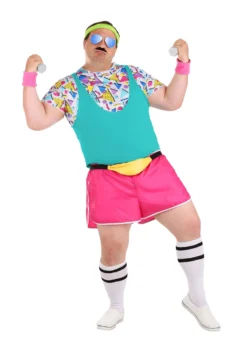 Men's Plus Size Work It Out 80's Costume