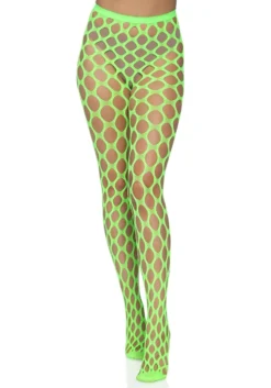 LEG AVENUE Neon Green Jumbo Pothole Net Tights For Women -Smiffys Sales neon green jumbo pothole net tights alt 2