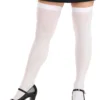 Opaque White Thigh High Stockings For Women