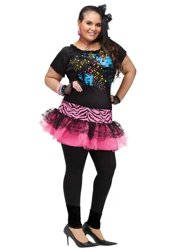 Fun World Women's Plus Size 80s Pop Party Costume 1 Fun World Women's Plus Size 80s Pop Party Costume
