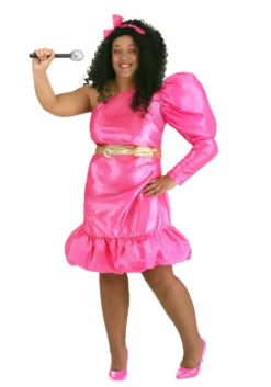 Plus Size 80s Pink Pop Star Costume For Women