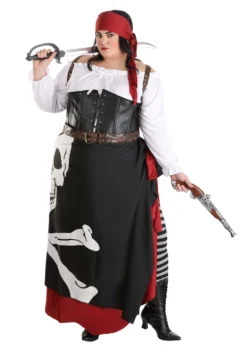 Women's Plus Size Skeleton Flag Rogue Pirate Costume