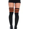 LEG AVENUE Women's Thigh High Black Athletic Socks W/ Orange Stripes