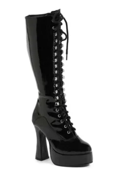 Black Lace Knee High Boots For Women