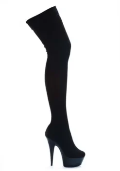 Stretch Lycra Black Thigh High Boots For Women