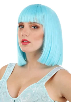 Bright Blue Bob Wig For Women -Smiffys Sales womens bright blue bob wig alt 2
