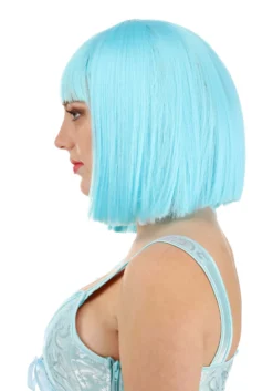 Bright Blue Bob Wig For Women -Smiffys Sales womens bright blue bob wig alt 3