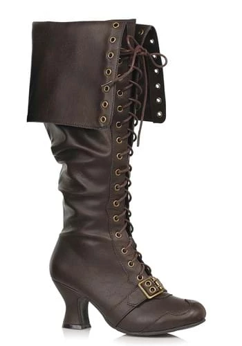 Women's Brown Lace Up Pirate Boot 1 Women's Brown Lace Up Pirate Boot