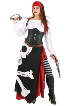 Skeleton Flag Rogue Pirate Costume For Women