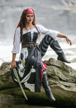 Skeleton Flag Rogue Pirate Costume For Women -Smiffys Sales womens pirate flag gypsy costume alt 13