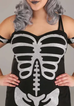 Armada Plus Size High Fashion Skeleton Costume For Women -Smiffys Sales womens plus size high fashion skeleton costume alt 2