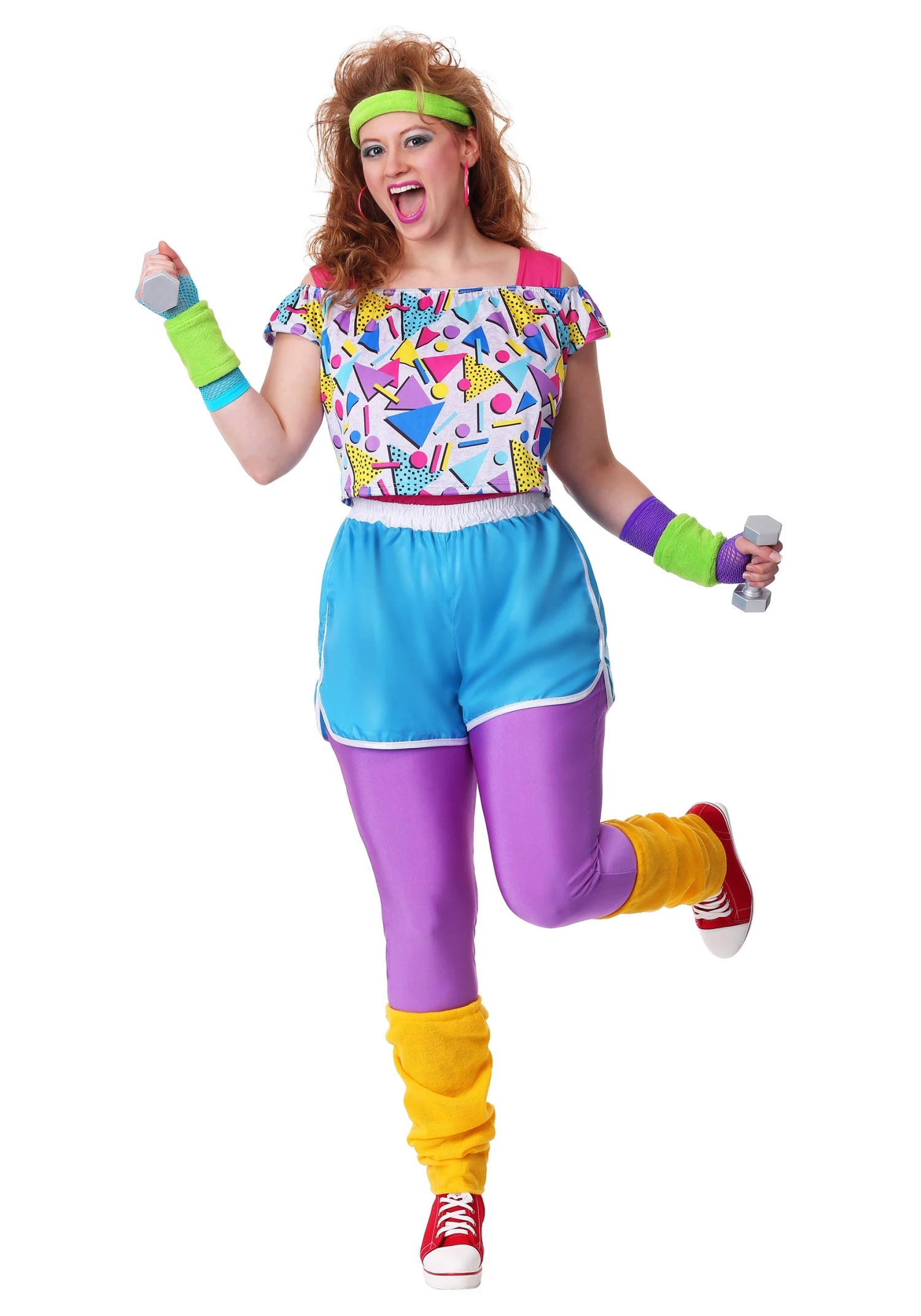 Women's Plus Size Work It Out 80s Costume 1 Women's Plus Size Work It Out 80s Costume