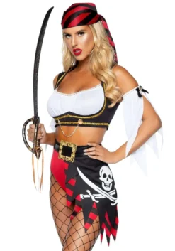LEG AVENUE Sexy Wicked Pirate Wench Costume For Women -Smiffys Sales womens sexy wicked pirate wench costume alt 2