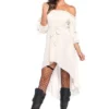 LEG AVENUE Womens White Pirate Hi-Lo Dress Costume